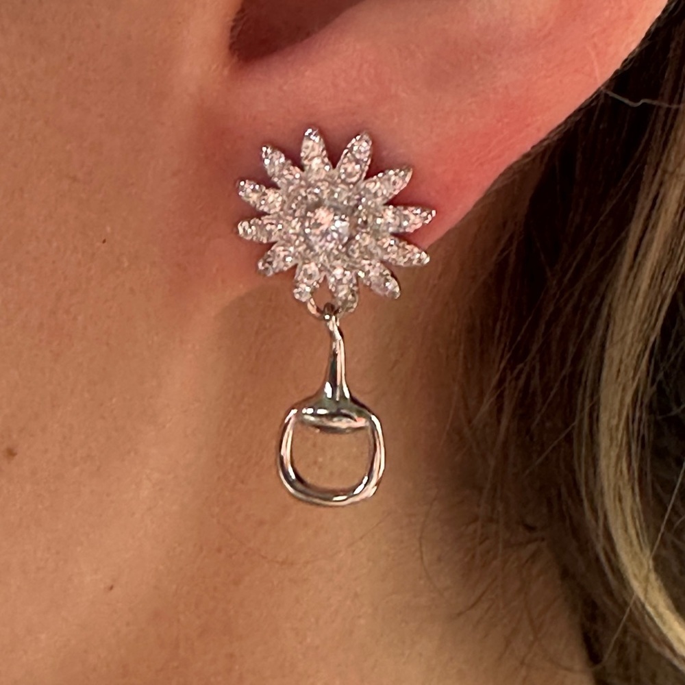 Gucci 925 Silver Crystals Dragonfly Earrings Authentic 100%